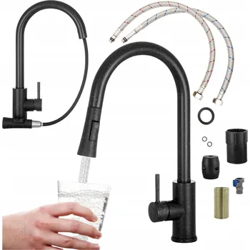 Vodovodní baterie Kuchyňská baterie stojánková APKOMFORT TORA SLIM černá, granit