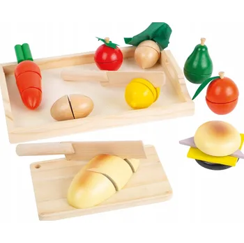 Dřevěná hračka VELKÁ SADA DŘEVĚNÁ ZELENINA OVOCE POTRAVINY K ROZKRÁJENÍ