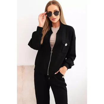 Kesi Włoski Dámská souprava máslová z viskózy s rozepínací mikinou a kalhotami černý Kesi Włoski černá 3394979