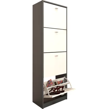 Botník Tempo Kondela Čtyřřadý botník, grafit / bílá, VIVAT NEW TYP 3