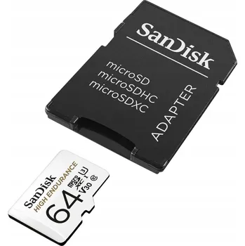 Paměťová karta Paměťová karta SanDisk High Endurance microSDXC 64 GB V30 do kamer + SD adaptér