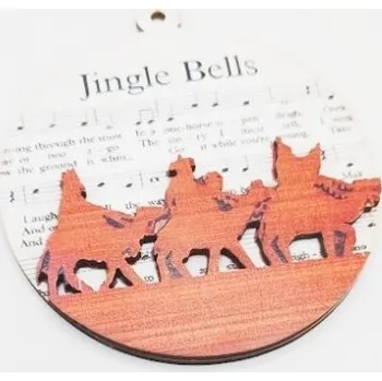 Dřevěná kulatá ozdoba na stromeček Jingle Bells - Rolničky