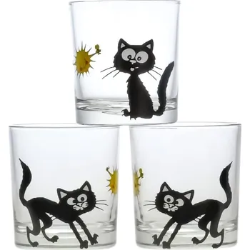 Sklenice sklen.250ml KOČKY nízká dekor