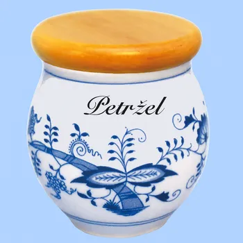 Dóza na potraviny Cibulák Dóza Baňák s dřevěným víkem PETRŽEL Originál Český porcelán Dubí