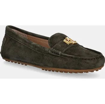 Dámské mokasíny Semišové mokasíny Lauren Ralph Lauren Barnsbury dámské, zelená barva, na plochém podpatku, 802821629024 802821629024.301 78X, EUR 42