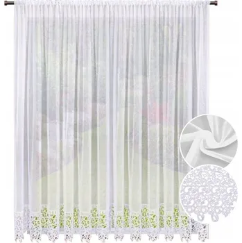 Záclona HOTOVÁ ZÁCLONA 300x240 S GUIPUROU 20CM DEKORATIVNÍ BÍLÁ KRAJKOVÁ OZDOBA OBÝVACÍ POKOJ