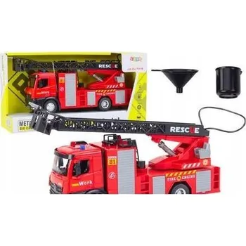 autíčko Hasičské Auto s Výsuvným Žebříkem, Světly, Zvuky a Vodou - Červené