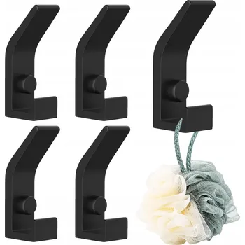Věšák 5 ks - Nástěnný věšák háček na oblečení kovový dvojitý ČERNÝ loft