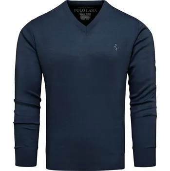 Pánský svetr Recea svetr Yagnatz modrý s výstřihem do V, velikost XL