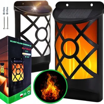 Nástěnné svítidlo Solární Lampa LED Nástěnné Svítidlo na Fasádu Soumrakový Senzor EFEKT PLAMENE