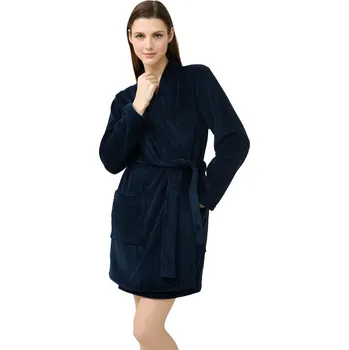 Dámské noční prádlo Dámský elegantní fleecový župan s páskem Vamp 23357 blue velikost XXL