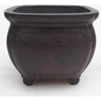Květináč Keramická bonsai miska 10 x 10 x 8 cm hnědookrová