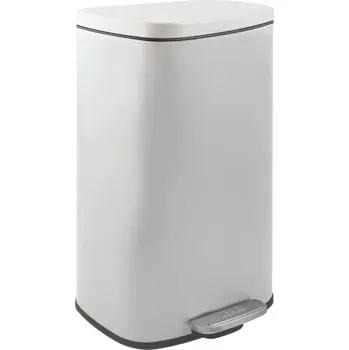 Odpadkový koš Velký kuchyňský odpadkový koš s pedálem, 50 l, bílý mat