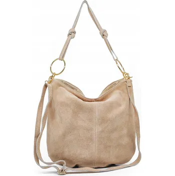 Kabelka Béžový semišový vak z pravé kůže vera Laura Biaggi
