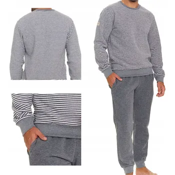 Pánské pyžamo Doctornap Pánské pyžamo bavlna dlouhý rukáv PMB 5248 tmavě šedá M