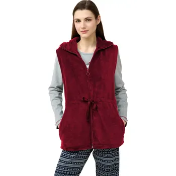 Dámské pyžamo Dámská elegantní fleecová vesta na zip Vamp 23359 red porto velikost L