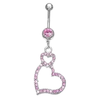 Piercing Piercing ocel růžové srdce 11 (Šperky ocel do pupíku)