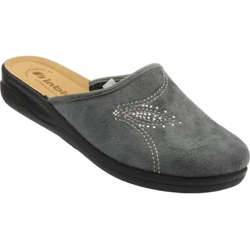 Dámské pantofle DÁMSKÉ DOMÁCÍ PANTOFLE INBLU CF-48 ŠEDÉ MĚKKÉ STÉLKA Z EKO KŮŽE