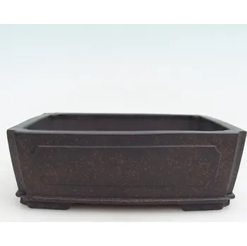 Květináč Keramická bonsai miska 15 x 11,5 x 5 cm hnědookrová