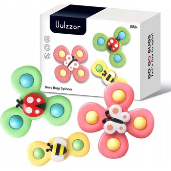 Hračka pro nejmenší Fidget spinner s přísavkou sada 3 ks. vícebarevný plastový 18 m+