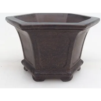 Květináč Keramická bonsai miska 13,5 x 12 x 8 cm hnědookrová