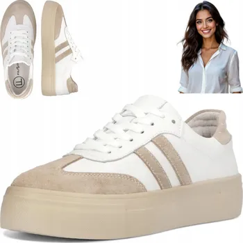 Dámské tenisky Dámské kožené tenisky na platformě Bílé sportovní boty Filippo velikost 37