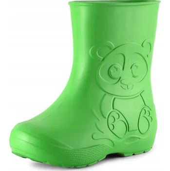 Dívčí holínky Holínky dětské s motivem Pandy gumové s vložkou Zelené 30-31