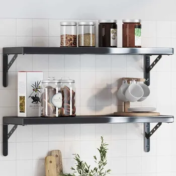 Odkapávač na nádobí zahrada-XL Policové držáky 4 ks 23,5 x 2,5 x 15,5 cm černé nerezová ocel 30303