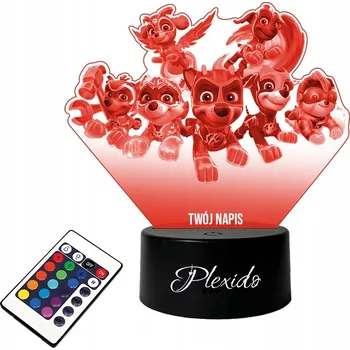 Dekorativní svítidlo LAMPKA na SKLE Tlapková patrola 3D LED RGB + DÁLKOVÝ OVLADAČ 16 BAREV