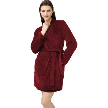 Dámský župan Dámský elegantní fleecový župan s páskem Vamp 23357 red porto velikost L