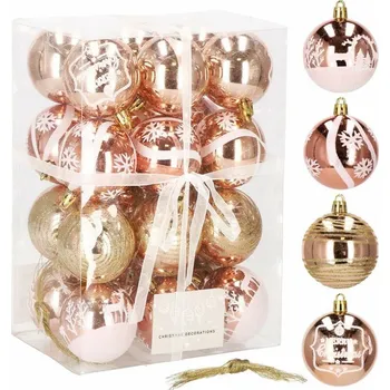 Vánoční dekorace Springos Vánoční baňky zlaté mix - 6cm, sada 24ks