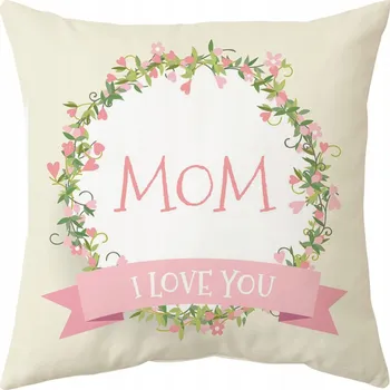 Povlak na dekorativní polštářek 2x Povlak na polštář 45x45 cm I LOVE YOU MOM, na pohovku, dárek dekorace