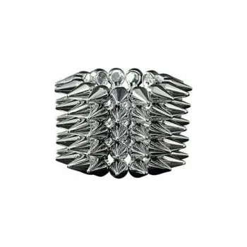 Náramek Punkový náramek s hroty, 80. léta, rockový styl, stříbrný