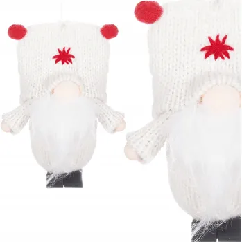 Vánoce Závěsný Skřítek na Vánoční Stromeček GNÓM Ozdoba Bílý Vánoční Dekorace