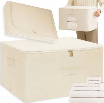 Úložný box ORGANIZÉR / KUFŘÍK BÉŽOVÝ 24L PRO UKLÁDÁNÍ OBLEČENÍ, HRAČEK A POVLEČENÍ