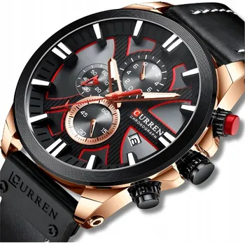 Hodinky Pánské quartzové datumovka Pánské hodinky Curren s koženým pouzdrem a chronografem