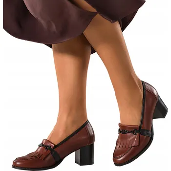 Dámské mokasíny Mokasíny Hnědé Dámské KOŽENÉ Na Sloupku Se Sponou POHODLNÉ Moderní vel. 38