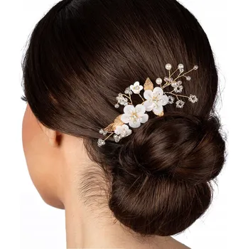 Ozdoba do vlasů Miss Glow hřebínek do vlasů zlatý