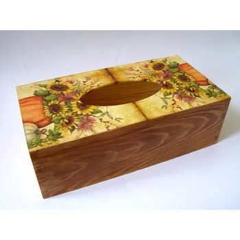 Krabice na papírové kapesníky - Slunečnice na hnědé