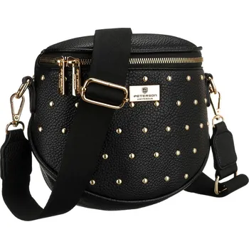 Kabelka dámská ledvinka z ekokůže zdobená cvočky Barva: Černá