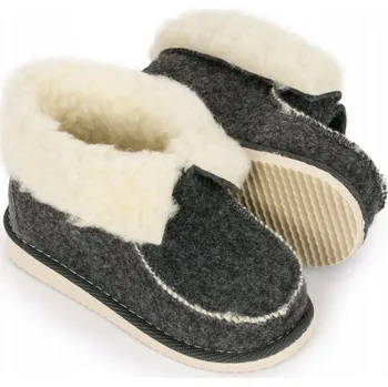 Chlapecké bačkory Dětské filcové bačkory zateplené kožíškem polské papuče 21/22