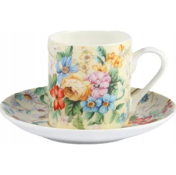 P4Y, šálek na espresso 90 ml + podšálek KVĚTINY