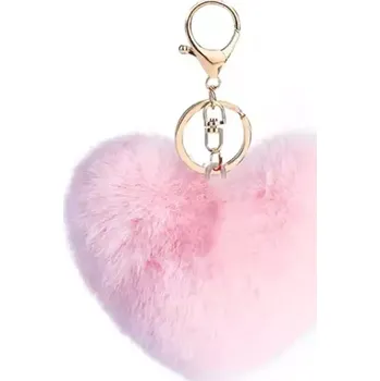Fally Co. Přívěsek na klíče Srdce chlupaté lososově růžové