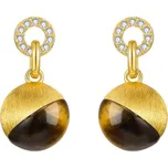 JAY Náušnice s tygřím okem a zirkony Aurelia JAY-0181-ZS61226 Hnědá