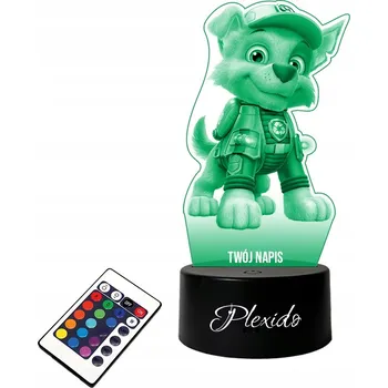 Lampička LAMPIČKA na SKLE Rocky Tlapková patrola 3D LED RGB + DÁLKOVÝ OVLADAČ 16 BAREV