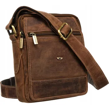 Kabelka Peterson kabelka kabelka přes rameno z pravé kůže hnědá