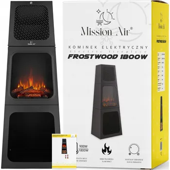 Volně stojící krb Mission Air s funkcí topení, černý, 1800 W