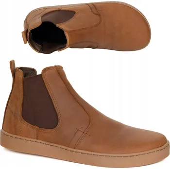 Pánské polobotky Pánské kožené barefoot kotníkové boty Olivier 100KZ světle hnědé, velikost 43