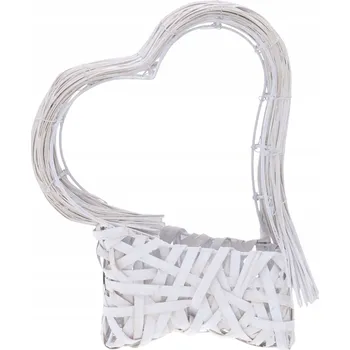 Stojan na květiny Bílé ratanové srdce obal koš pro aranžmá dekorace na hrob 30 cm