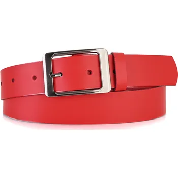 Opasek KOŽENÝ Pásek ke kalhotám 4 cm dámský Široký přírodní kůže ČERVENÁ